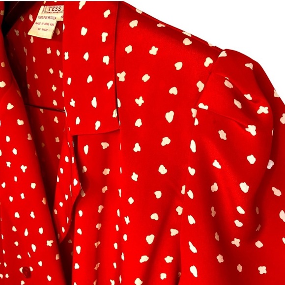 Vintage Tess Paris-Milano Red Polkadot Peplum Blouse - Picture 8 of 12